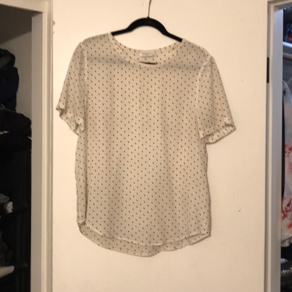 Light offwhite cream color with Navy dots
